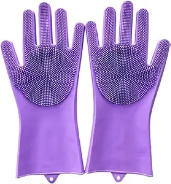 Satguru Cleaning Gloves Functional Dishwashing Gloves Silicone Scrubbing Household Washing Machine Washing Machine Bathroom Kitchen Cleaning Tools (Color : 3)