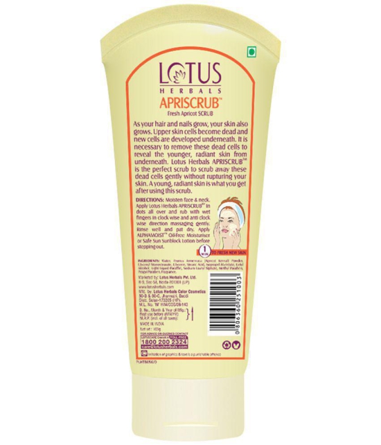 Lotus Herbals Apriscrub Fresh Apricot Scrub, Natural Exfoliating Face Scrub, Chemical Free, 100g