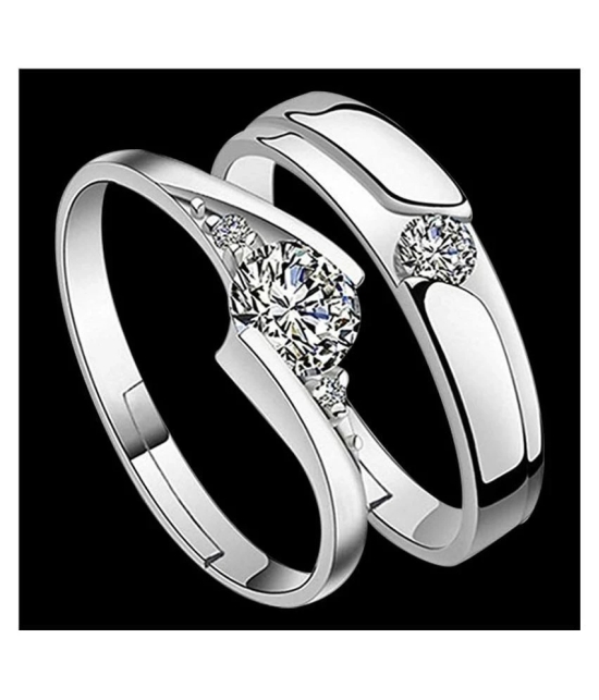 SILVERSHINE silverplated Gorgeous Diamond His and Her Adjustable Proposal Diamond Couple Ring for Men and Women Jewellery - None