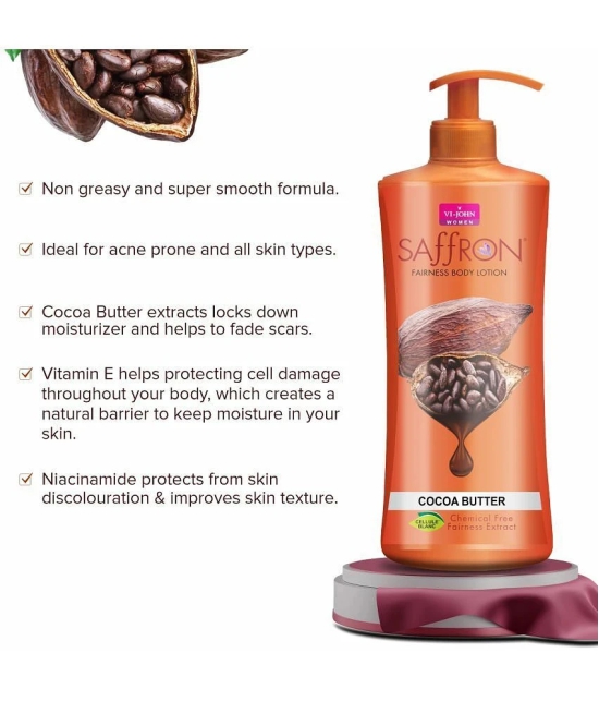 VI-JOHN Saffron Fairness Body Lotion Cocoa Butter 400ml & Aloevera 250ml Pack of 2