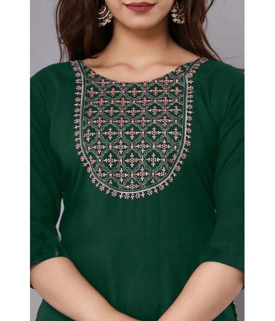 JASH CREATION - Green Rayon Womens Straight Kurti ( Pack of 1 ) - None