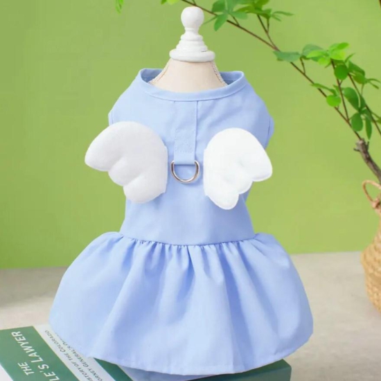 Dog Clothes| Angel Wings Pet Dress | Sizes and Colours Available| Claws N Paws-Blue / XS