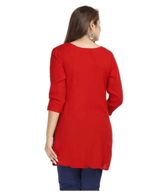 HIGHLIGHT FASHION EXPORT - Red Rayon Womens Straight Kurti ( Pack of 1 ) - M