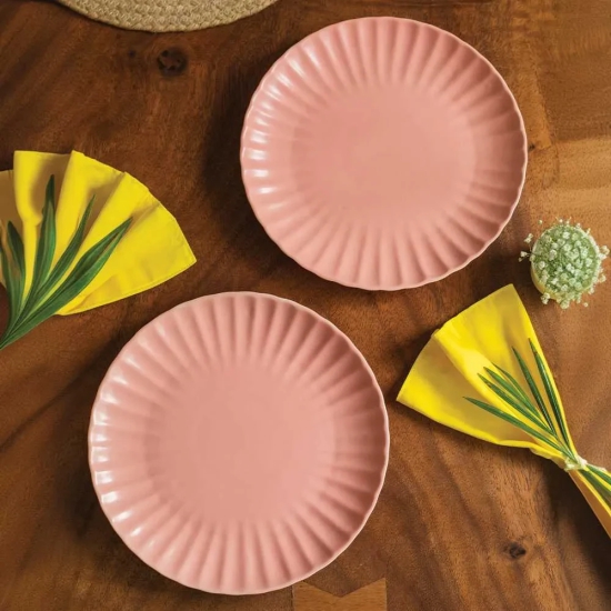 Ceramic Scallop Ceramic Side Plate | Set of 2 Coral Pink