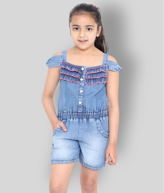 Naughty Ninos - Blue Denim Girls Jumpsuit ( Pack of 1 ) - None