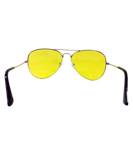 HR Styles Imported UV Protected Polycarbonate Aviator Night Vision Sunglasses for Driving Yellow - Freesize