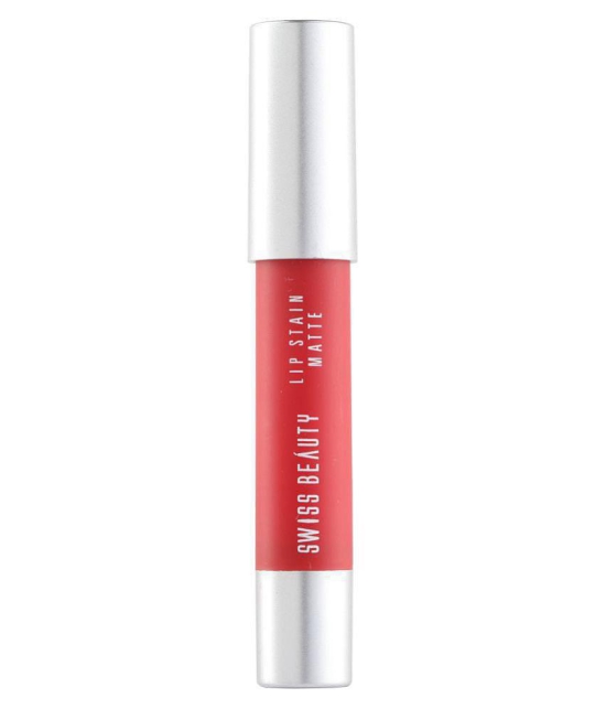 Swiss Beauty Lip Stain Matte Lipstick Lipstick (Coral Red), 3.4gm