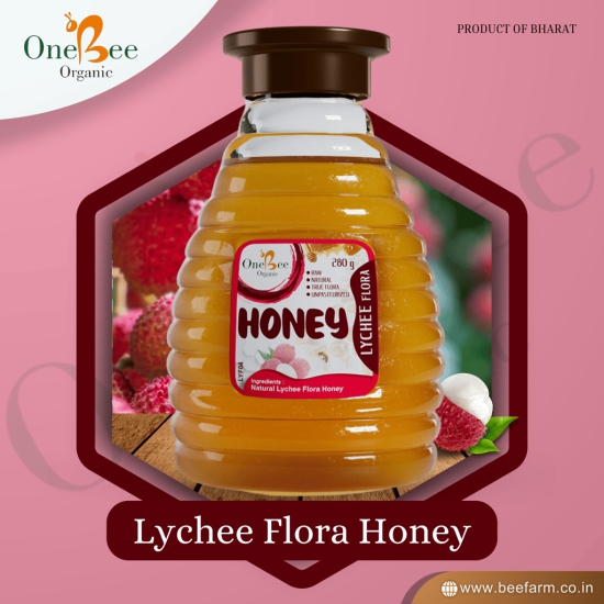 ONE BEE ORGANIC Honey | Lychee Honey/Litchi Flora Honey | Natural Flora Honey - 280 GM.