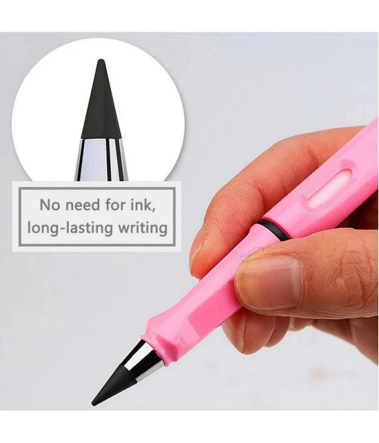 5 Pieces Inkless Pencil Reusable Everlasting Pencil Eraser Colorful Pencils Forever Metal Writing Pens Graphite Nib Triangle Golf Stationary Sketch Book Writing Drawing