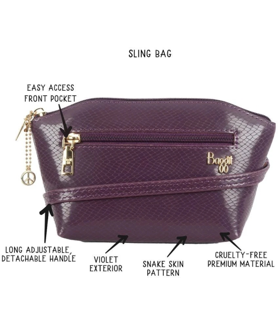 Baggit Purple Faux Leather Sling Bag - Purple