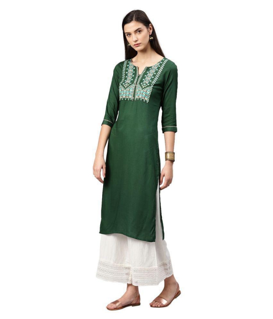 Alena - Green Rayon Women's Straight Kurti - L