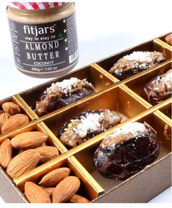 FITJARS Medjool Dates Pitted & Stuffed with Almond ,Coconut Butter.