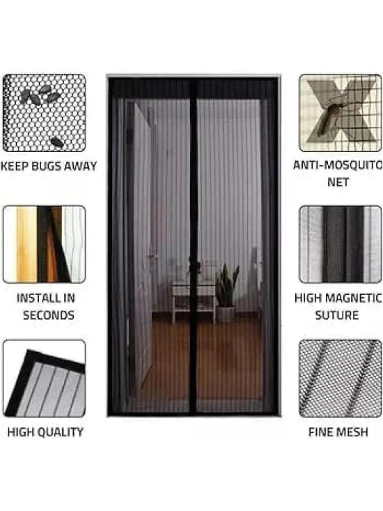 DHSMART Mosquito Screen Door  Net Wood Polish Block Foldable Mosquito Net Magnets Reinforced Polyester 1 no.s