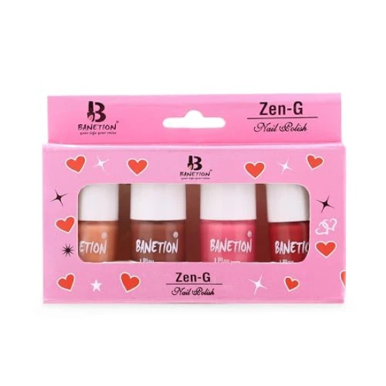 BANETION Zen-g New generation Makeup - Mini Nail Kit - Bestie - 30ml (Set of 4) | Glossy Nail Polish Set | Long Lasting & High Gloss Effect | Chip Resistant Nail Paints | Cruelty-free & Vegan