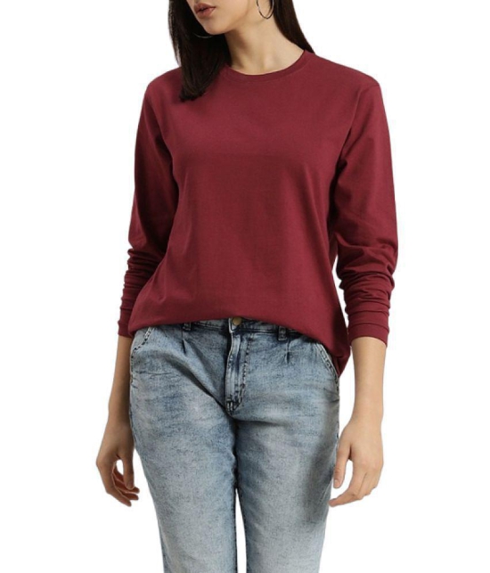 PPTHEFASHIONHUB - Maroon Cotton Blend Loose Fit Womens T-Shirt ( Pack of 1 ) - None