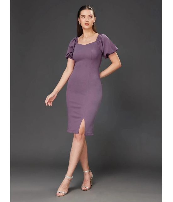 Miss Chase Polyester Solid Knee Length Womens Bodycon Dress - Lavender ( Pack of 1 ) - None