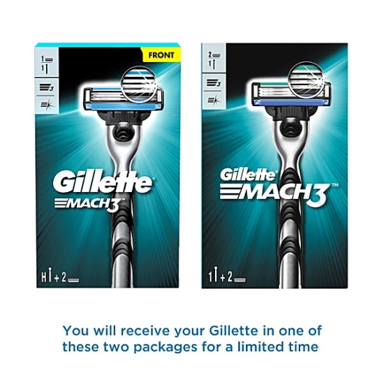 Gillette Mach 3 Razor For Men Handle + 2 Cartridges