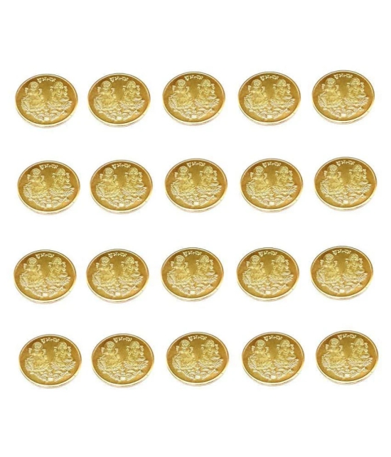 Best Pure Gold Plated LAXMI Ganesh Ganesha Lakshmi Pooja Good Luck Golden Goldan Plated Coin  20pc