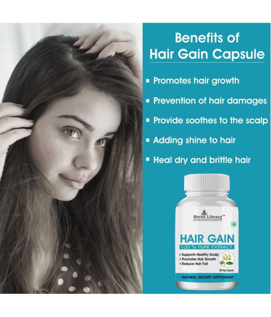 Herbs Library Hair Gain, Herbal Supplement For Hair Growth, 60 Capsules Each (Pack of 2)