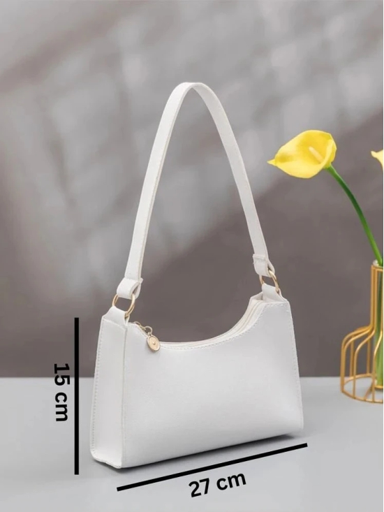 TCRAZY White PU Handheld Bag - White