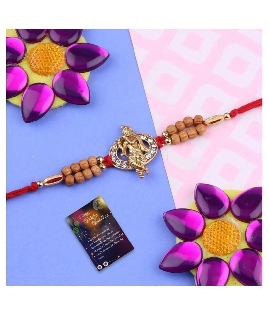 Paola Rakhi Rudraksh Radha Krishna With  Stylish Classic  Look KRISHNA JI     Rakhi With Roli Chawal And  Greeting Card - None