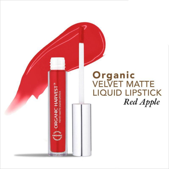 Organic Velvet Matte Liquid Lipstick - Red Apple | Long-lasting Bold Red Lipstick | Waterproof & Transfer-Proof Hydrating Formula | 2.6ML