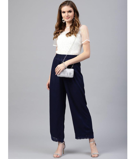 Juniper - Navy Rayon Wide leg Women's Palazzos ( Pack of 1 ) - None