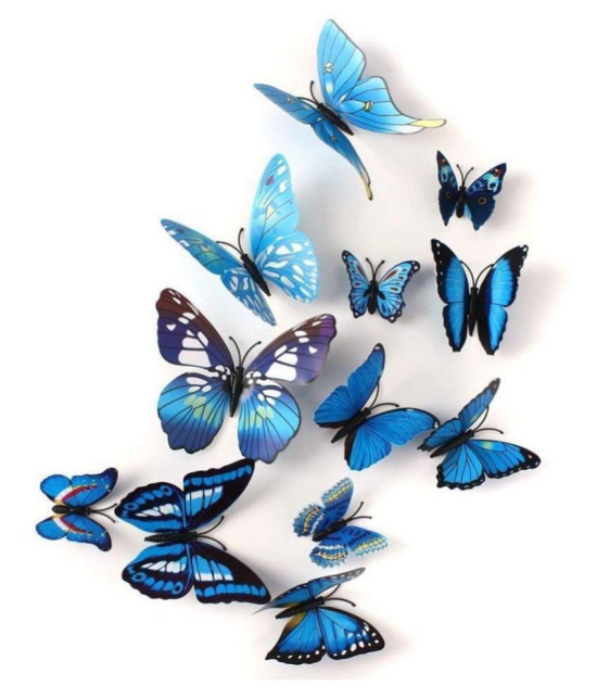 Idream Blue Butterfly Magnet Nature 3D Sticker ( 12 x 9 cms )