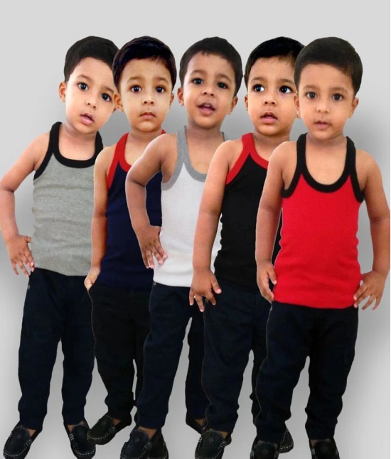 HAP Multi Color Cotton Solid Boys Vest ( Pack of 5 ) - None