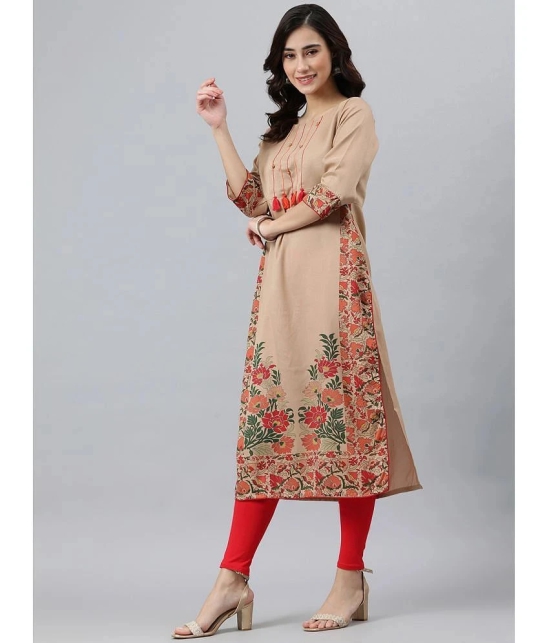 Janasya Silk Blend Printed Straight Womens Kurti - Beige ( Pack of 1 ) - None