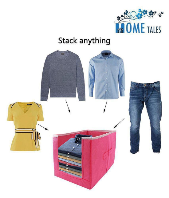 HOMETALES Non-Woven Shirt Stacker & Cloth Organizer,Pink (6U)