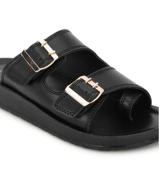 UrbanMark Men Comfortable Cushioned with Side Buckle Strap Thong Flip-Flop - None