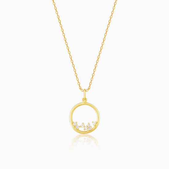 Golden Delicate Halo Pendant With Link Chain