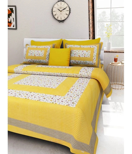 unique choice - Yellow Cotton Double Bedsheet with 2 Pillow Covers - Yellow