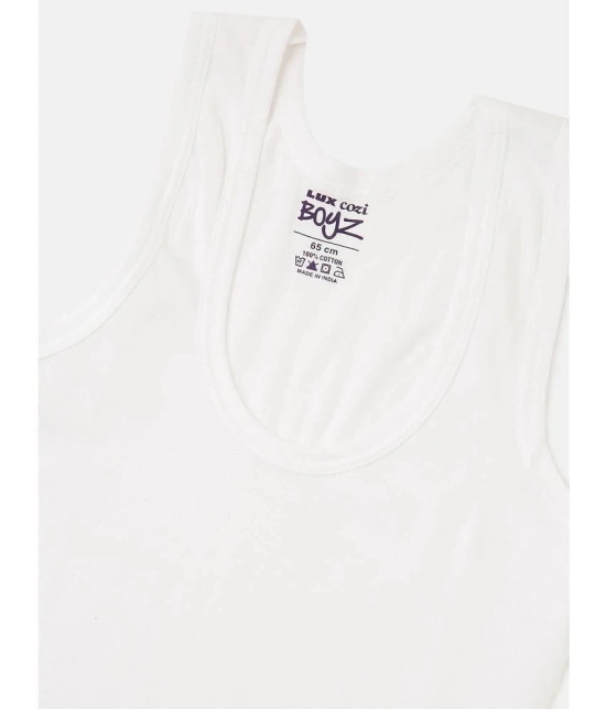 Lux Cozi - White Cotton Solid Boys Vest ( Pack of 3 ) - None