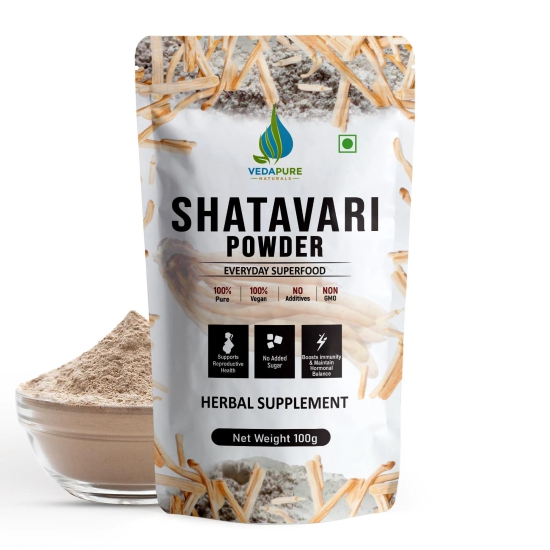 Vedapure Naturals Pure Shatavari Powder | Herbal Supplement | Ayurvedic Shatavari Powder to Support Women Health | Supports Digestion & Balance Hormones | 100 gm