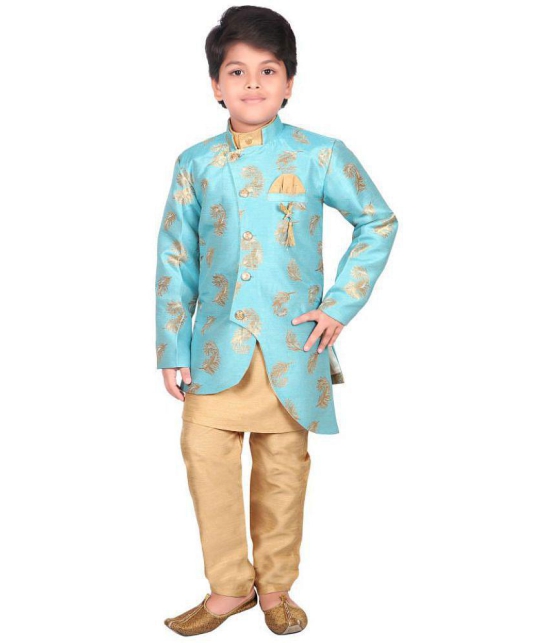 Ahhaaaa Ethnic Wear Sherwani Kurta and Pyjama Set For Kids and Boys (Sky Blue, 2-3 Years) - None