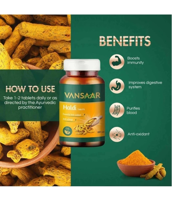 Vansaar Haldi Tablets | Natural Immunity Booster | Relieves Constipation & Indigestion | 60 Tablets