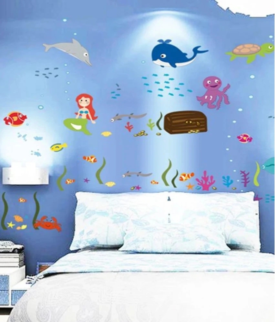 Asmi Collection Pvc Wall Stickers Octopus Fish In Sea For Kids Room