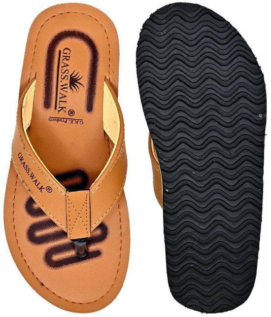 GRASS WALK - Tan Mens Thong Flip Flop - None