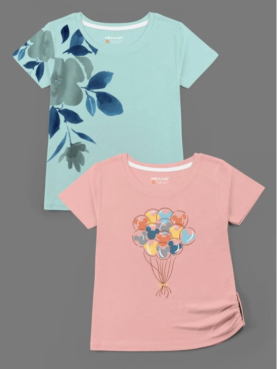 Trendy Printed Round Neck with Short Sleeve /Long Sleeve Multi colour Tshirts for Girls - Pack of 2