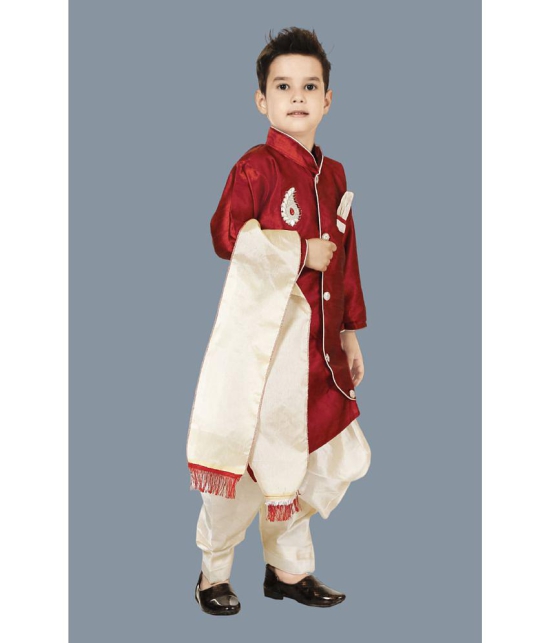 STYLOKIDS Maroon Silk Blend Boys Sherwani ( Pack of 1 ) - None