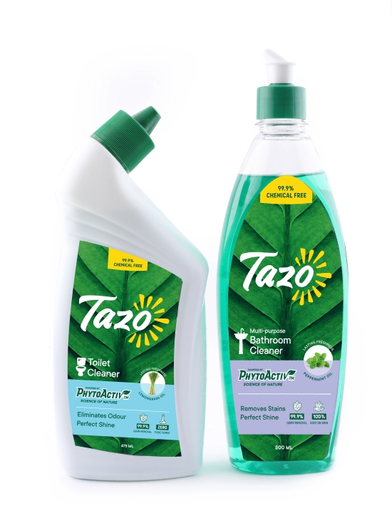 Tazo Chemical-Free Toilet Cleaner, 475 ml and Bathroom Cleaner, 500 ml - Combo Pack