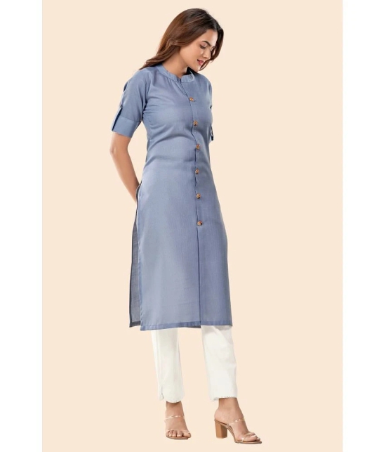 Glomee - Grey Cotton Womens Front Slit Kurti ( Pack of 1 ) - None