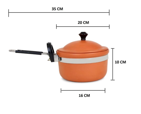 KSI Handmade Mitti Terracotta Clay Handi with Lid for Cooking on Gas (2 L & 3L)