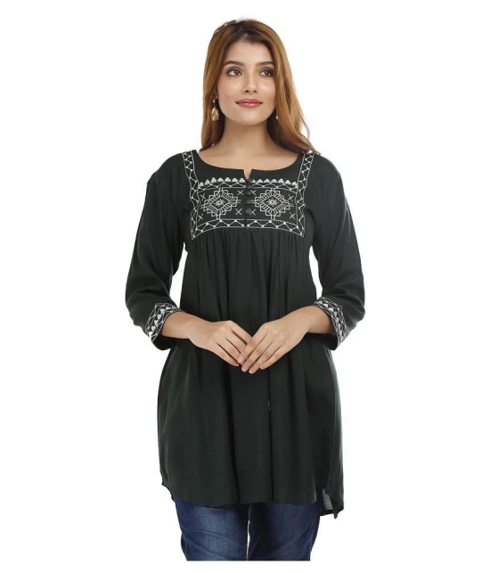 HIGHLIGHT FASHION EXPORT Green Rayon Straight Kurti - Single - M