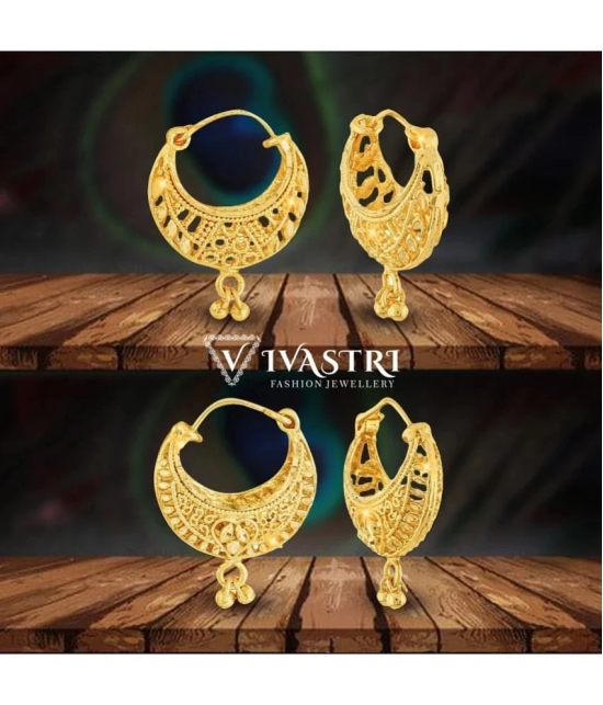 VIVASTRI Golden Bali Earrings ( Pack of 2 ) - Golden