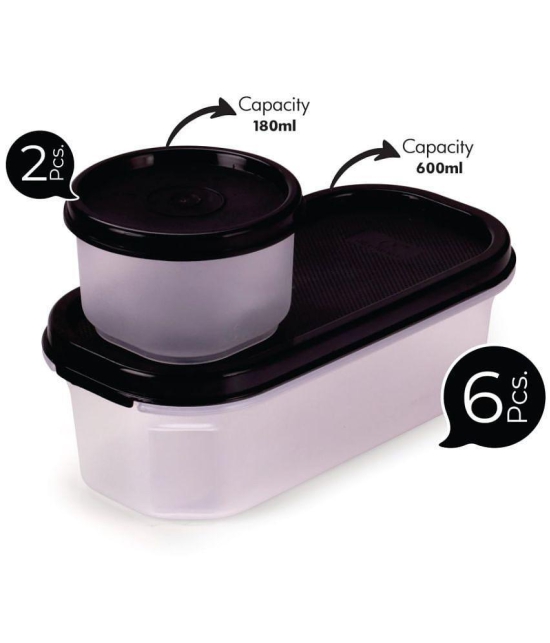 Oliveware Polyproplene Black Dal Container ( Set of 8 ) - Black