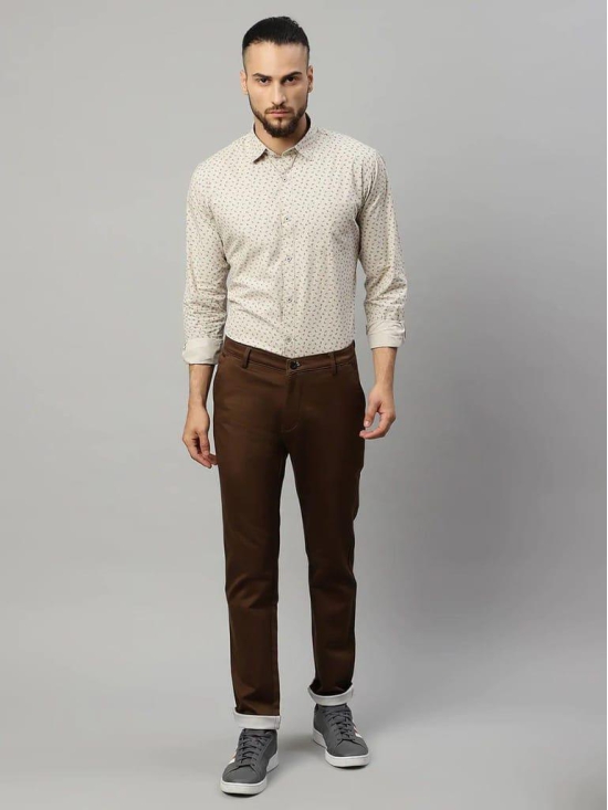 Rodamo  Men Brown Slim Fit Trousers