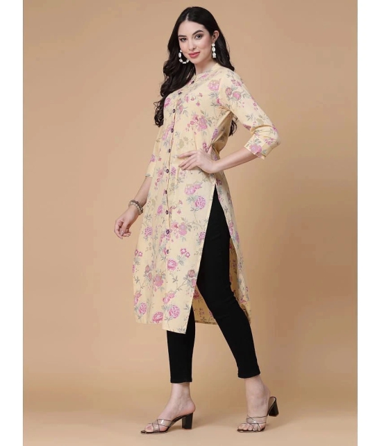 GOD BLESS Cotton Printed Front Slit Womens Kurti - Yellow ( Pack of 1 ) - None